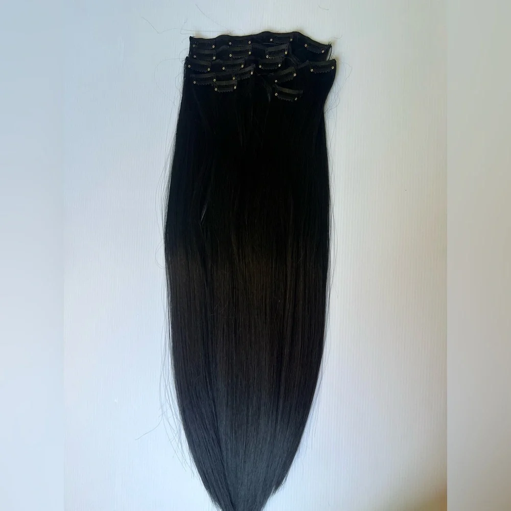 Black hair extensions human hair blend